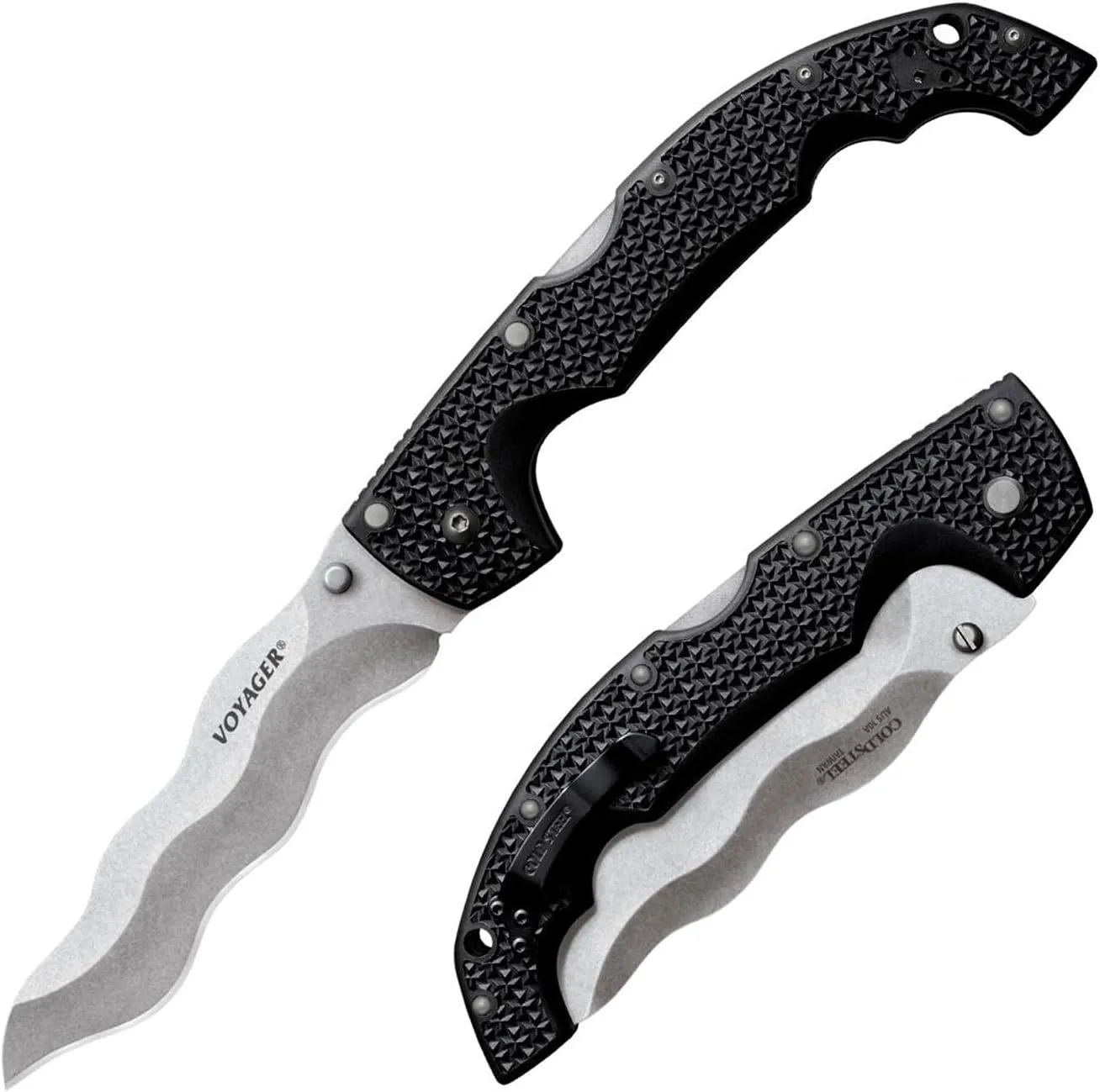 Cold Steel XL Voyager Kris Blade Folding Knife with Tri-Ad Lock