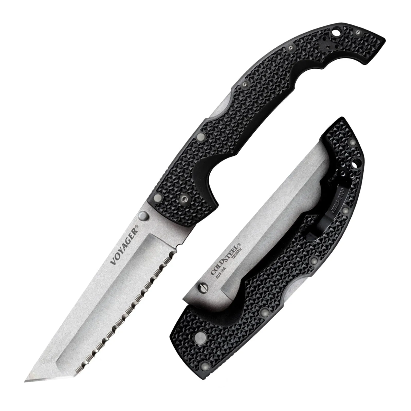 COLD STEEL XL Voyager 5.5 AUS10A Tanto Folding Knife with Griv-Ex Handle & Tri-Ad Lock