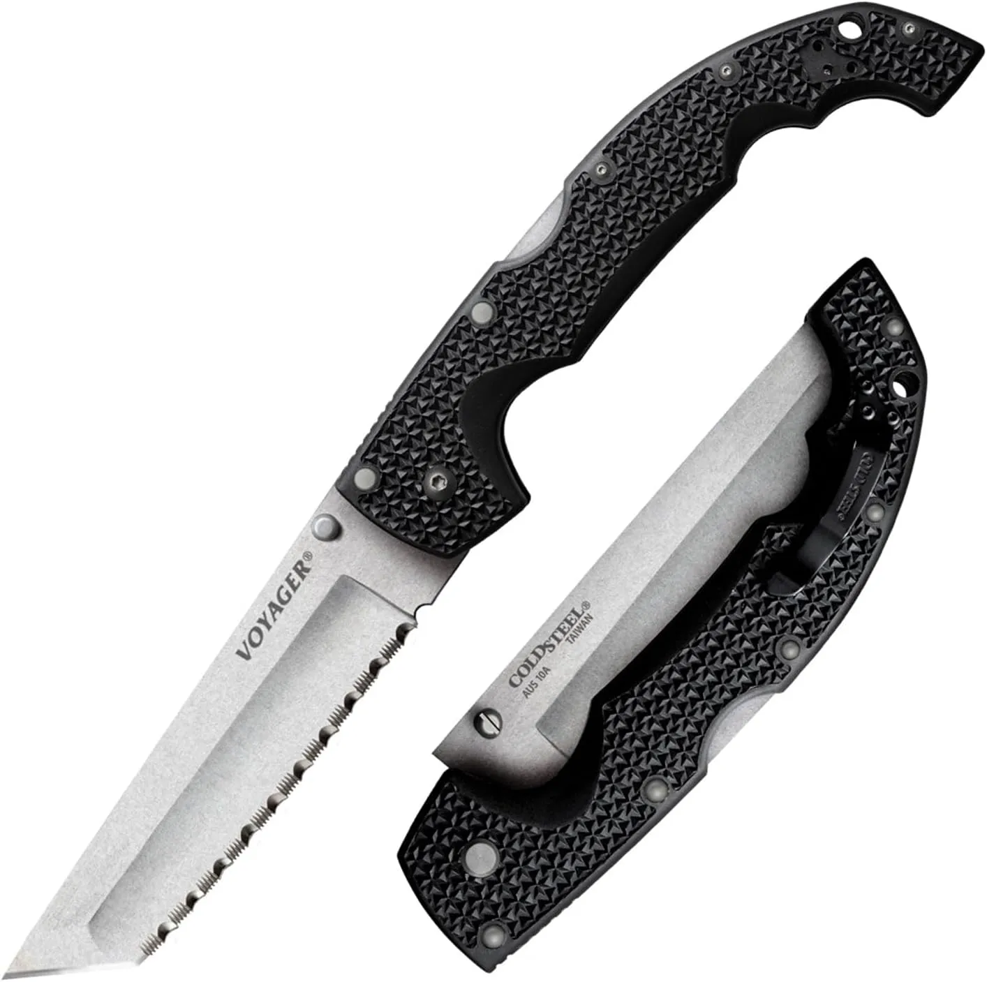 COLD STEEL XL Voyager 5.5 AUS10A Tanto Folding Knife with Griv-Ex Handle & Tri-Ad Lock