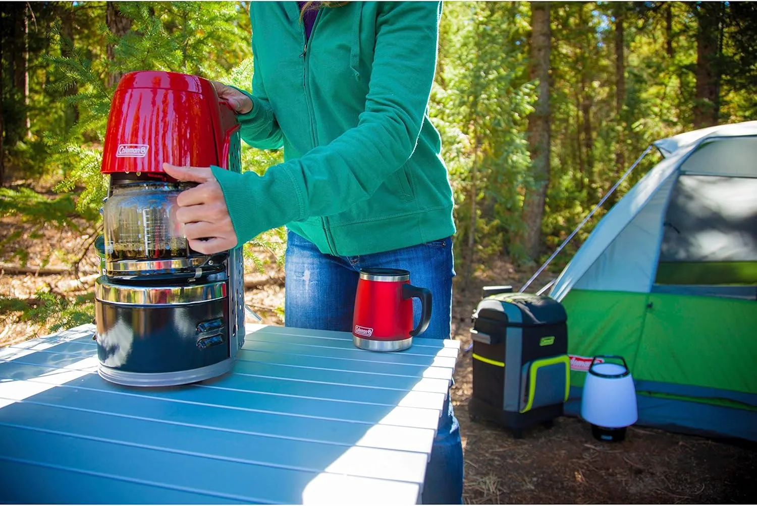 Coleman QuikPot 10-Cup Propane Coffee Maker, 4500 BTUs Brews 10 Cups in 18 Mins, Efficient Coffee Brewer for Camping