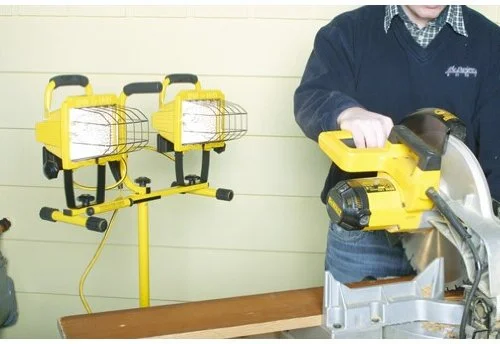 Designers Edge L14SLED 1000 Watt Adjustable Twin Head Halogen Work Light with Stand