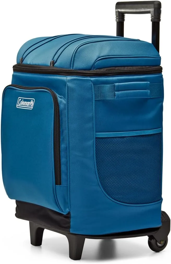 Coleman 42-Can Soft Rolling Cooler with Wheels, Leak-Proof Portable Insulated Chiller with 12+ Hour Ice Retention