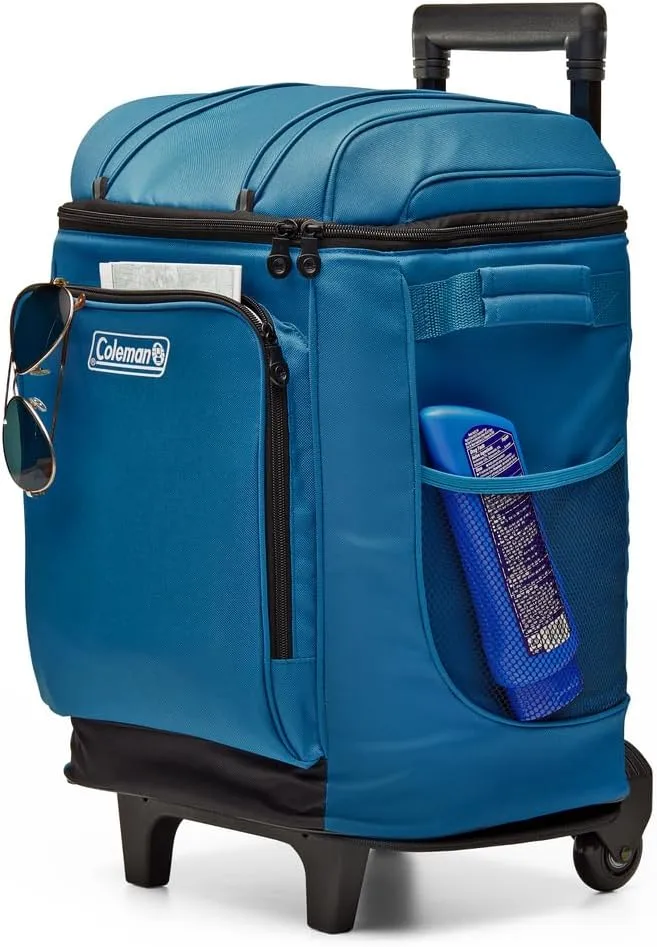 Coleman 42-Can Soft Rolling Cooler with Wheels, Leak-Proof Portable Insulated Chiller with 12+ Hour Ice Retention