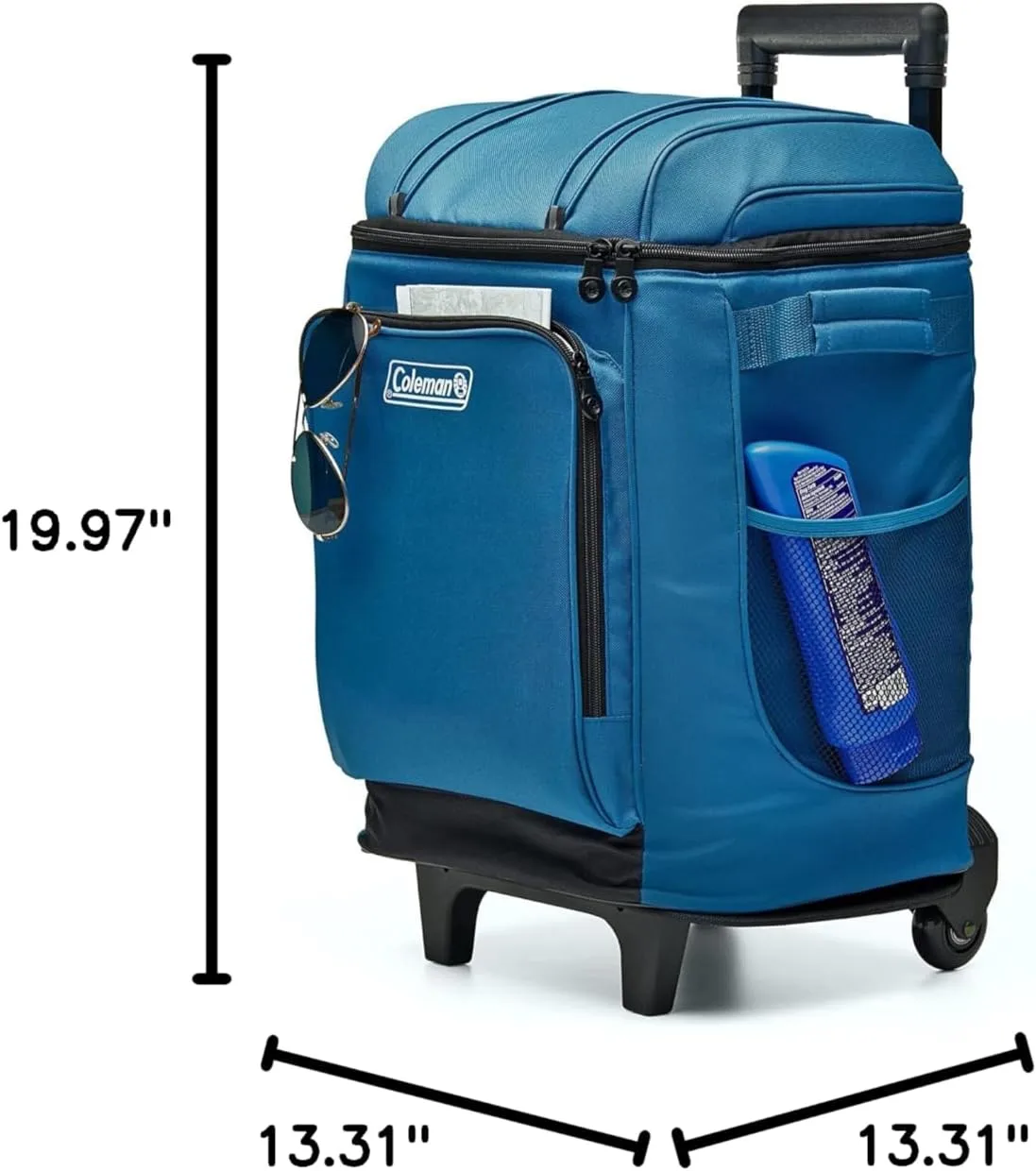 Coleman 42-Can Soft Rolling Cooler with Wheels, Leak-Proof Portable Insulated Chiller with 12+ Hour Ice Retention