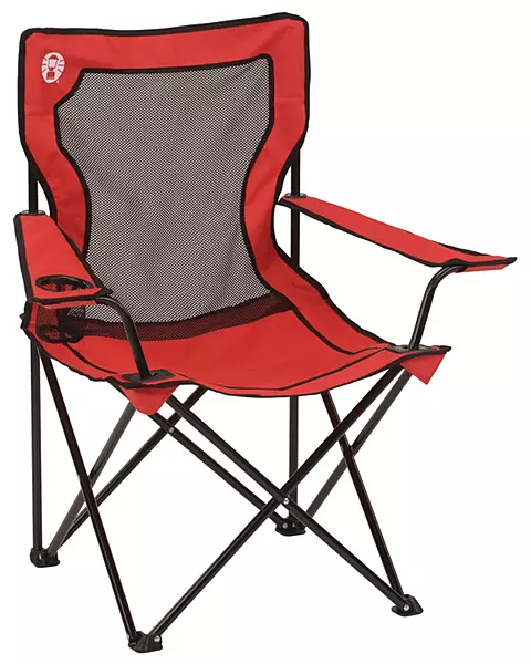 Coleman Broadband Mesh Quad Camping Chair with Carry Bag & Cup Holder, Cooling Mesh Back with Adjustable Arms