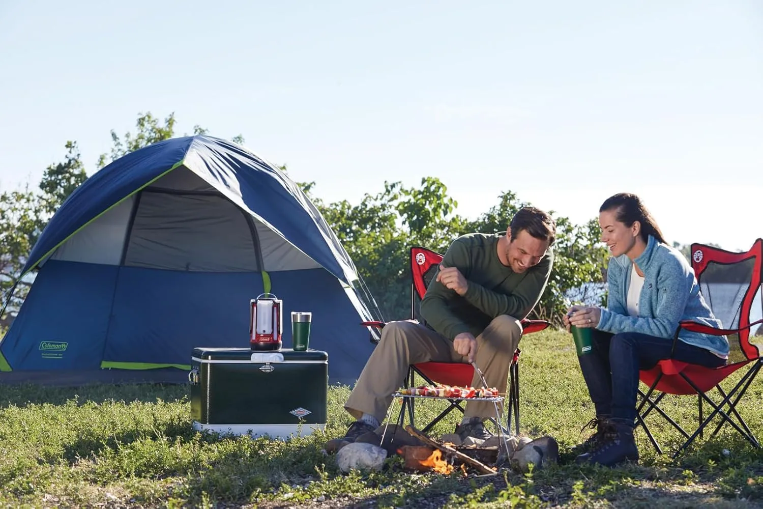 Coleman Broadband Mesh Quad Camping Chair with Carry Bag & Cup Holder, Cooling Mesh Back with Adjustable Arms