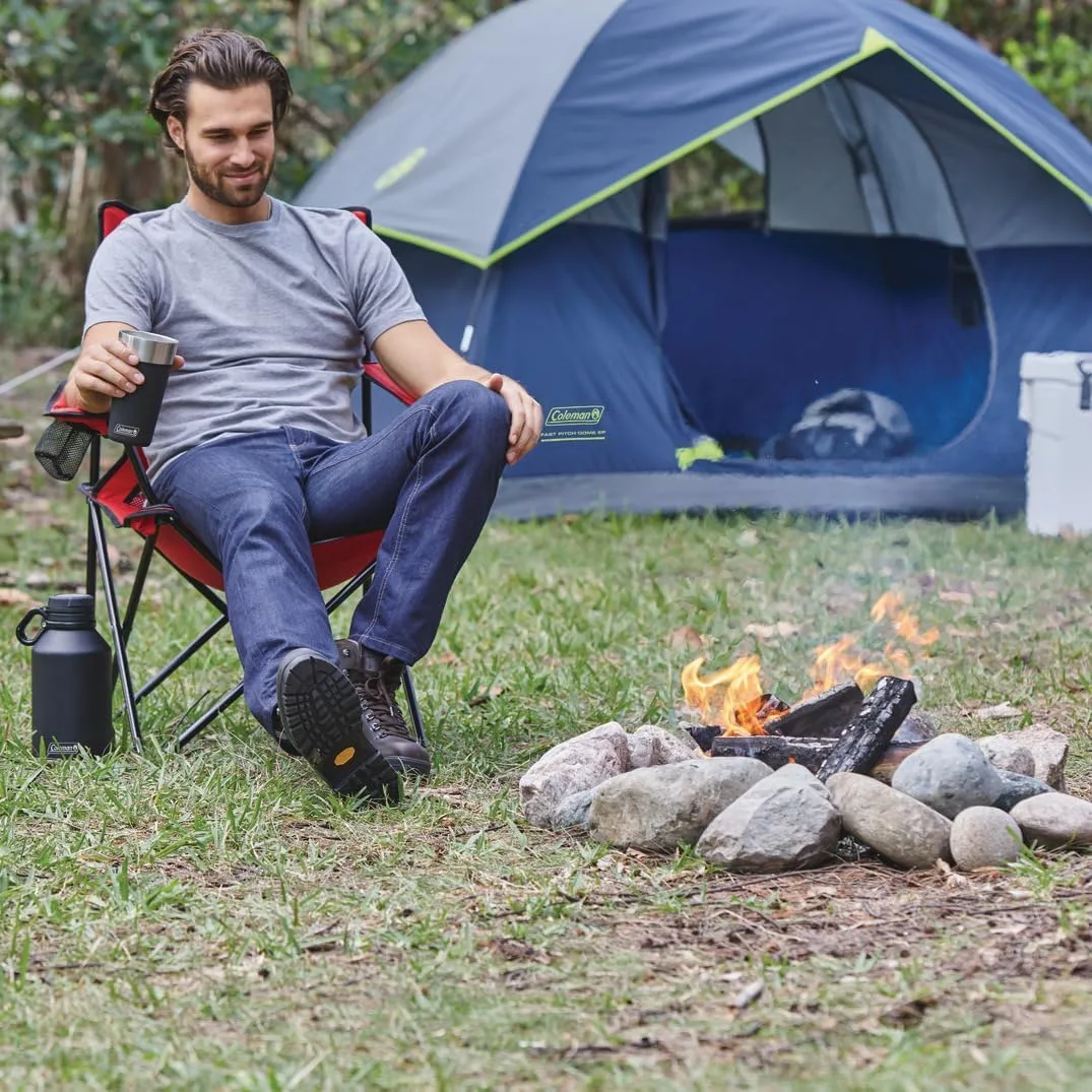 Coleman Broadband Mesh Quad Camping Chair with Carry Bag & Cup Holder, Cooling Mesh Back with Adjustable Arms