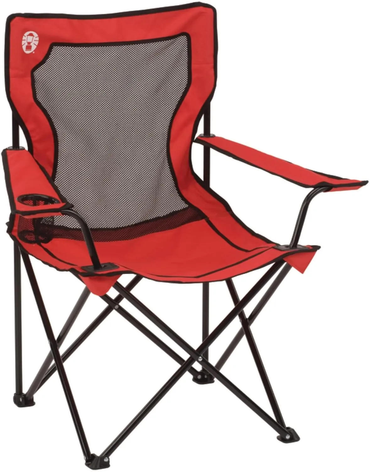 Coleman Broadband Mesh Quad Camping Chair with Carry Bag & Cup Holder, Cooling Mesh Back with Adjustable Arms