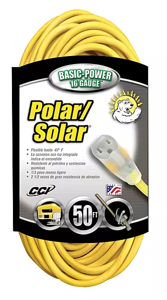 Coleman Cable 01288 50' 16/3 Polar Solar Outdoor Extension Cord W/Lighted End