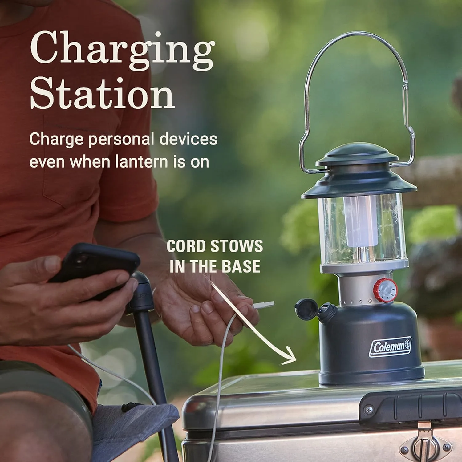 Coleman Classic Rechargeable 400/800L LED Lantern Impact & Water-Resistant Lantern with Carabiner Handle & Charging Ports