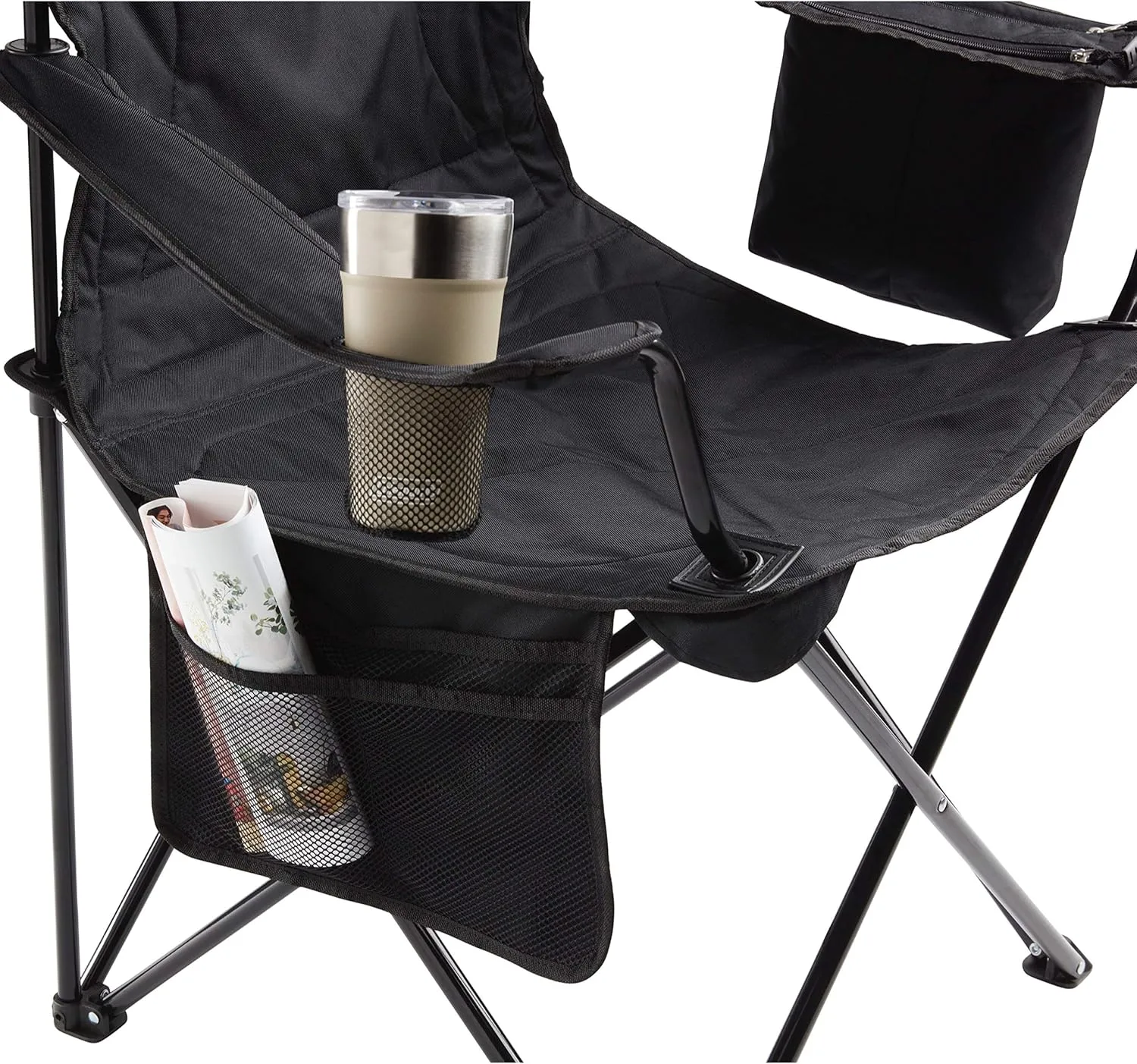 COLEMAN Portable Camping Chair with Built-In 4-Can Cooler, Cushioned Seat & Back