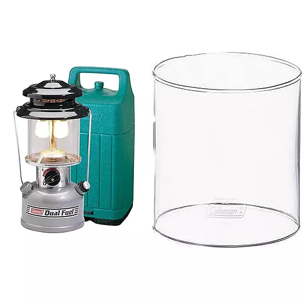 Coleman Premium Dual Fuel Lantern with Carry Case & *Globe Clear Straight C006 Fuel Lantern + Globe Clear Straight C006