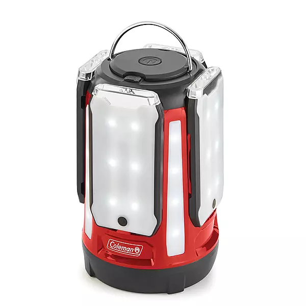 Coleman Quad Panel 800L LED Lantern, Water-Resistant Lantern with 4 Removable Magnetic Light Panels & USB Charging Port
