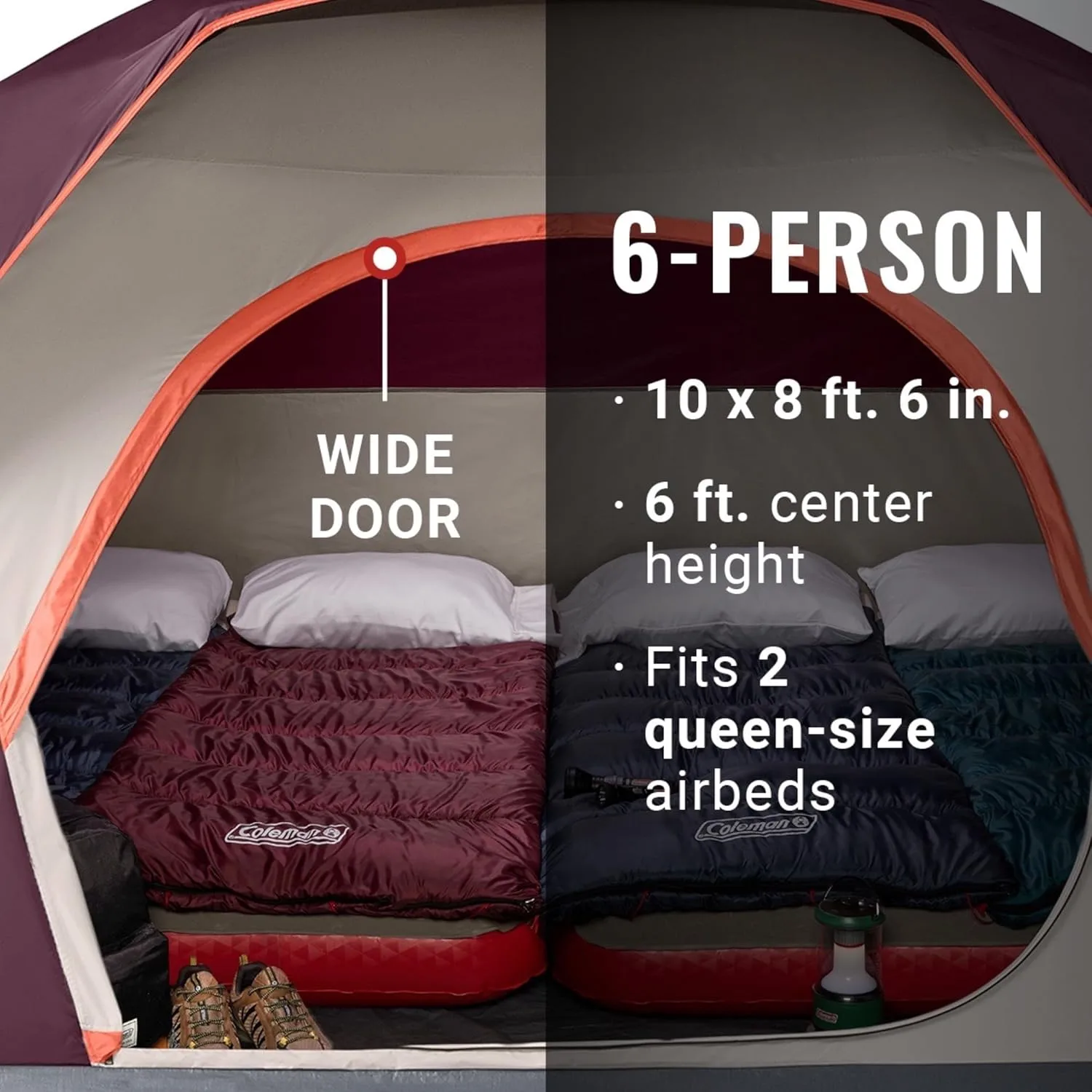 COLEMAN Skydome Tent with 5 Minute Setup, WeatherTec Waterproof System, Rainfly & Carry Bag
