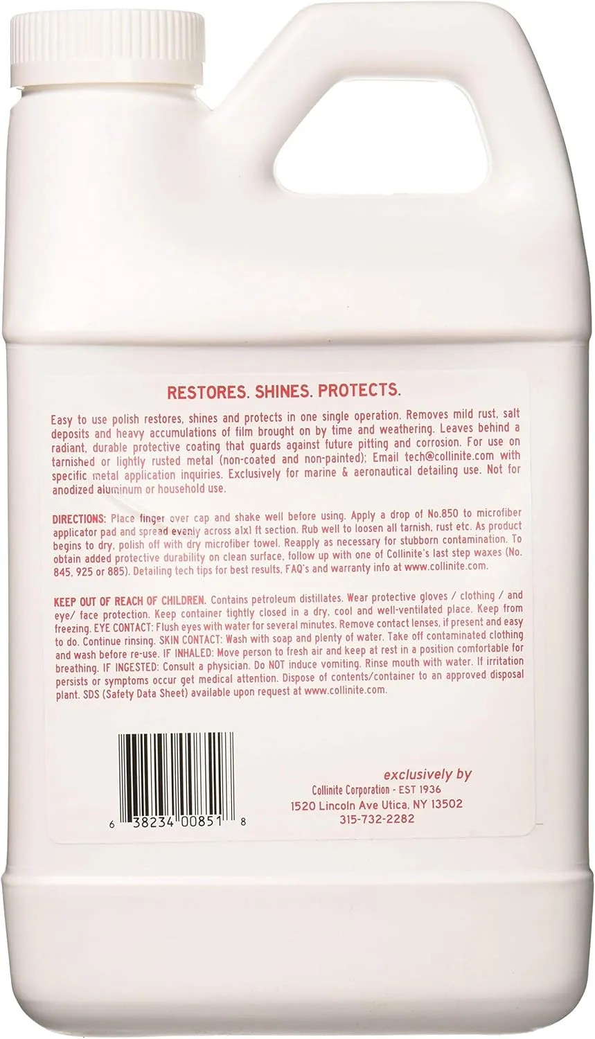 Collinite 850 Metal Wax - Medium Cut Polish - 64oz