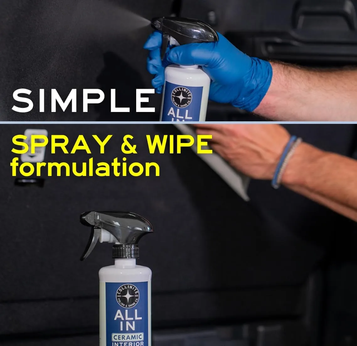 COLLINITE No. 21 All-in Universal Ceramic Interior Detailer – Easy Spray & Wipe Cleaner + SiO2 UV Protection for Leather