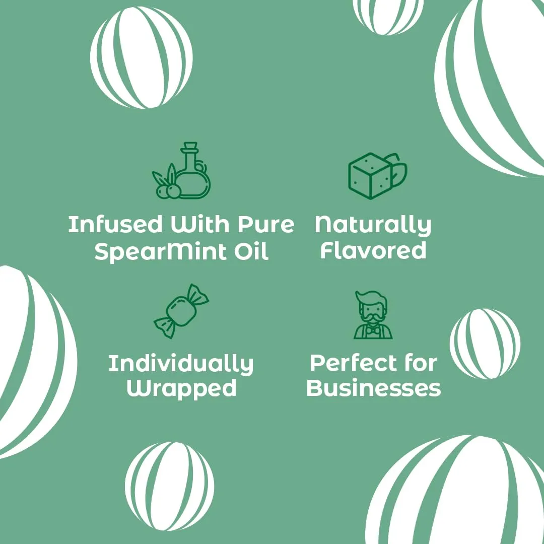 Colombina Jumbo Spearmint Balls, Individually Wrapped Natural Spearmint Flavored Candy, Ideal for Halloween and Christmas