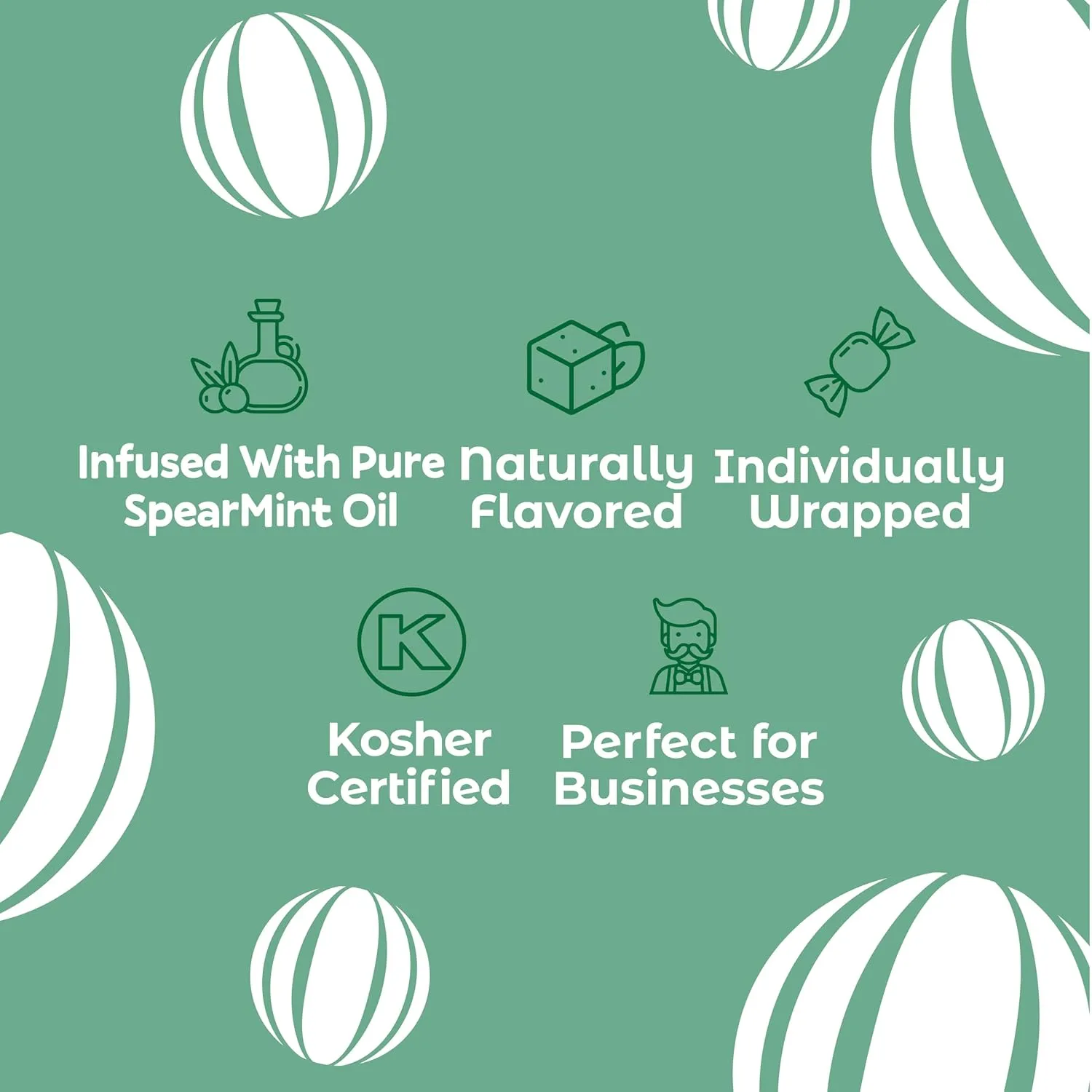 Colombina Jumbo Spearmint Balls, Individually Wrapped Natural Spearmint Flavored Candy, Ideal for Halloween and Christmas