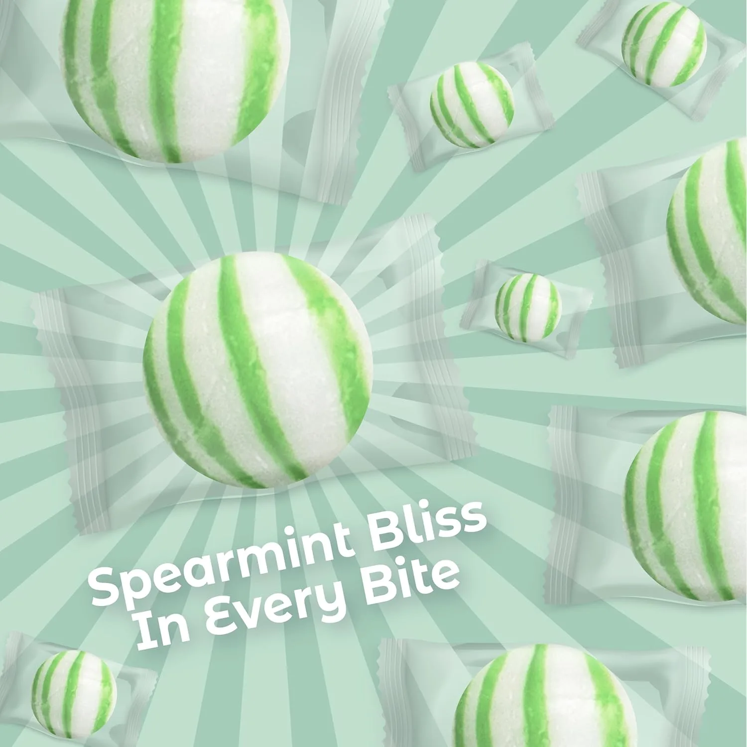 Colombina Jumbo Spearmint Balls, Individually Wrapped Natural Spearmint Flavored Candy, Ideal for Halloween and Christmas