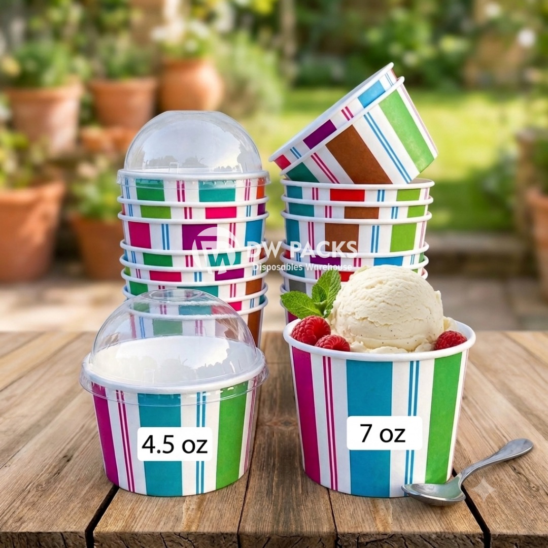 COLORED ICECREAM PAPER CUP WITH DOME LID - (4.5oz/7oz/11oz)