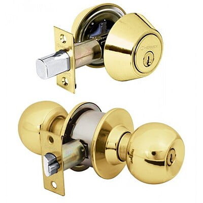 Combo cerraduras, llave-llave, latón brillante, Hemex Basic - CMB-12P / 23619