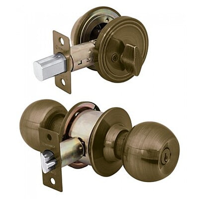 Combo cerraduras, llave-mariposa, latón antiguo,Hermex Basic - CMB-21P / 23617