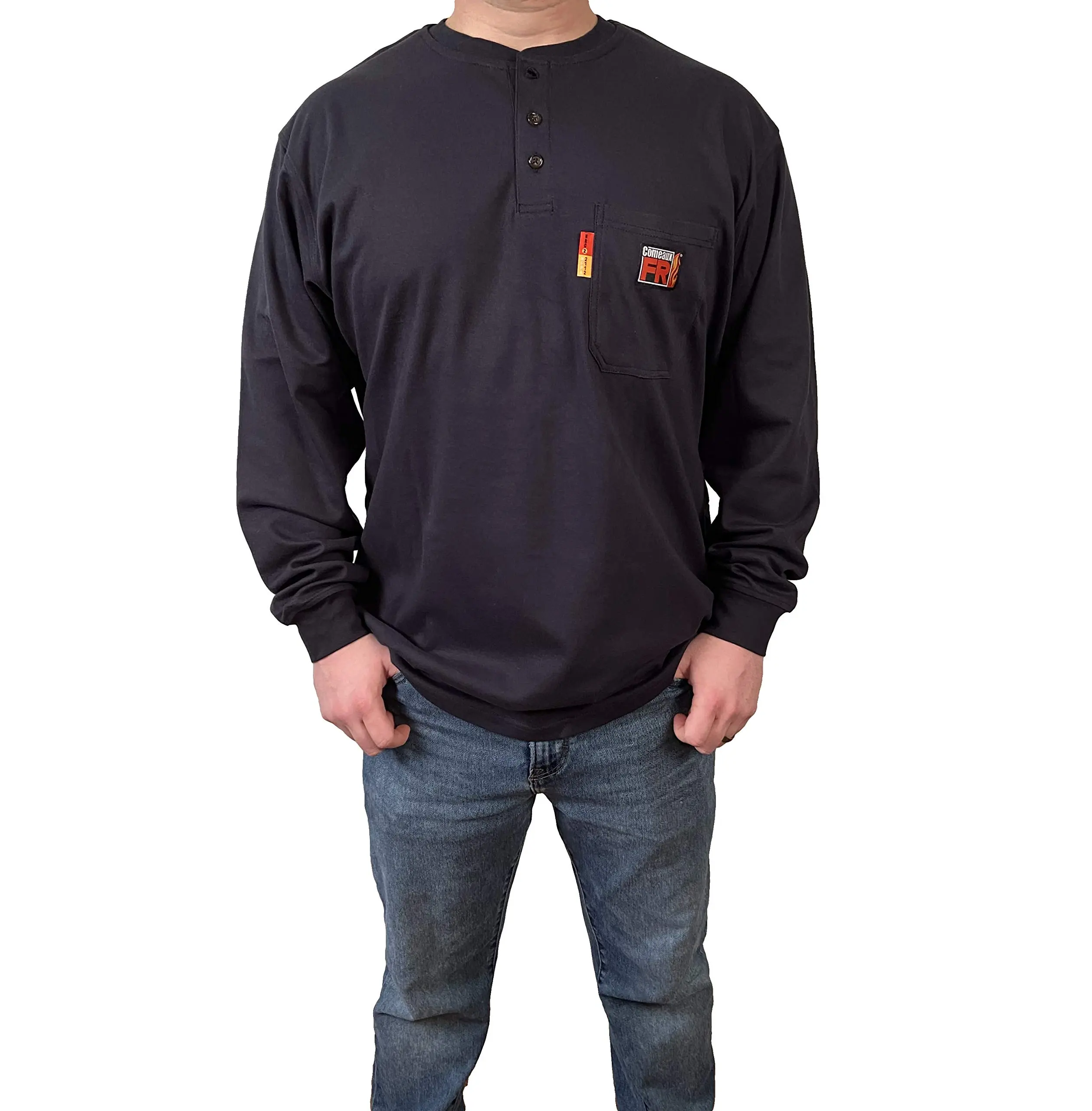 COMEAUX FR Henley Welding Work Shirt Long Sleeve Flame Resistant
