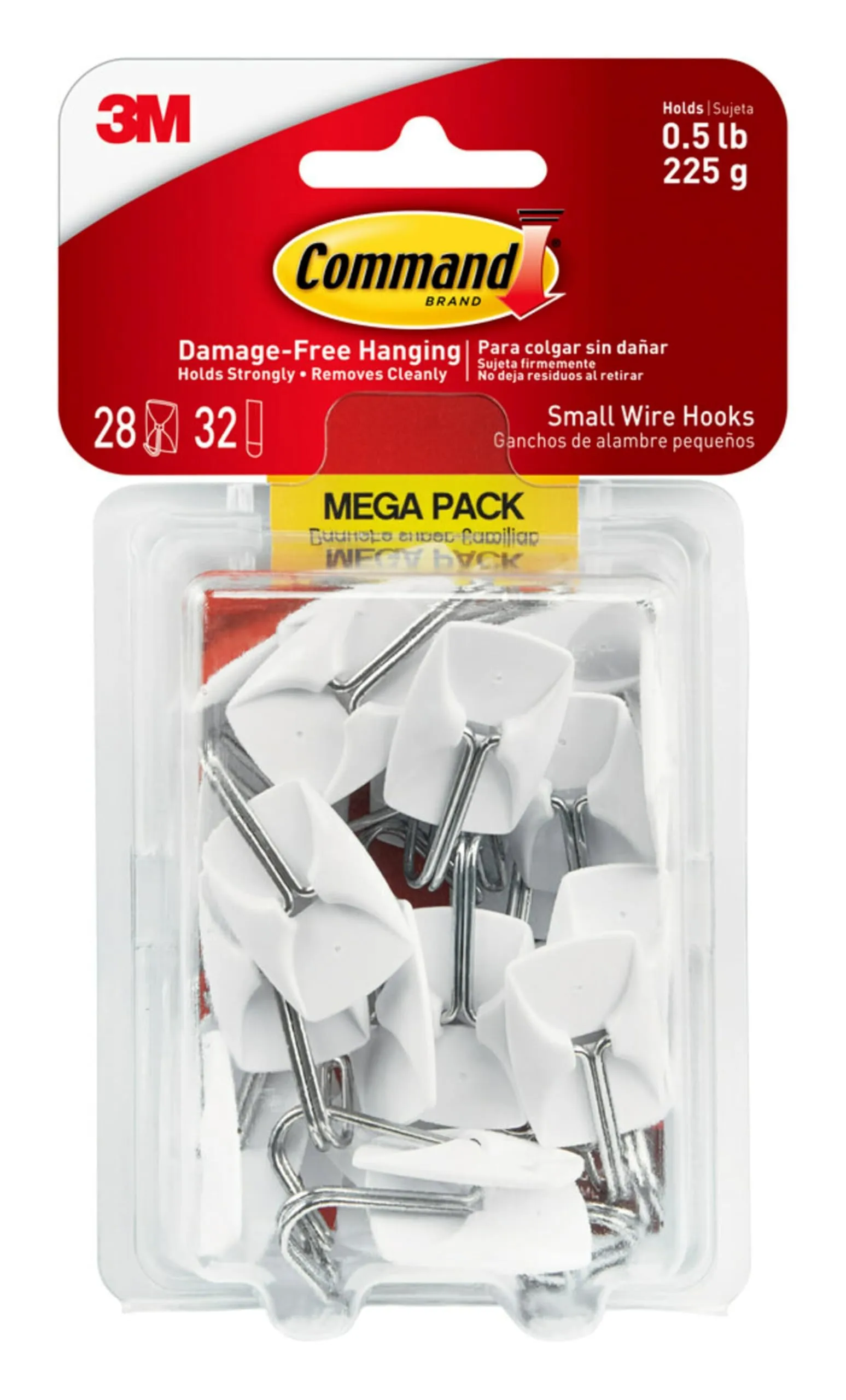 Command Small Wire Toggle Hooks, 28 White Hooks with 32 Adhesive Strips – Damage-Free Hanging