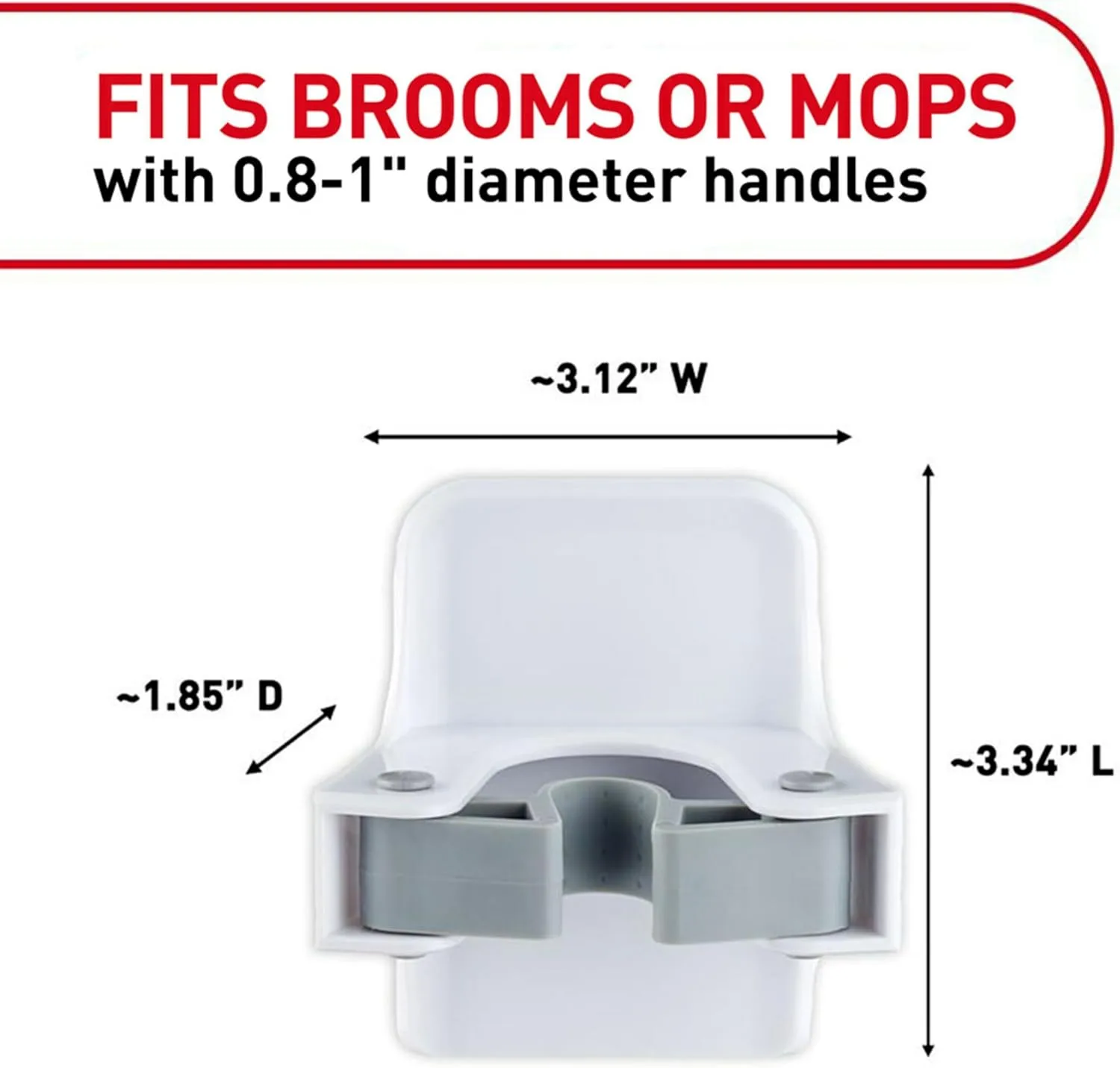 Command Broom and Mop Grippers Wall Hook, Damage Free Hanging Wall Mount Broom and Mop Holder