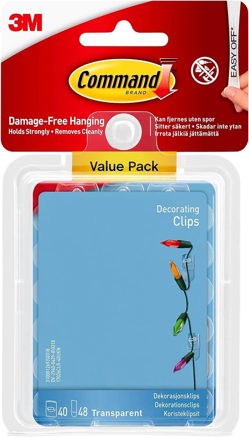 Command Clear Decorating Clips Value Pack - 40 Clear Clips
