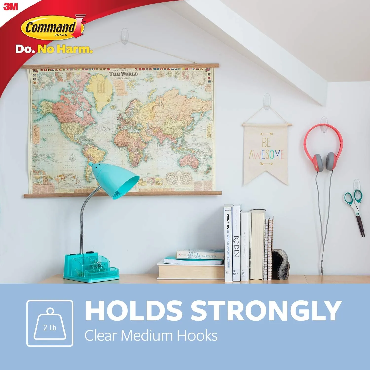 Command Removable Hooks, Medium, Clear, 6-Pack