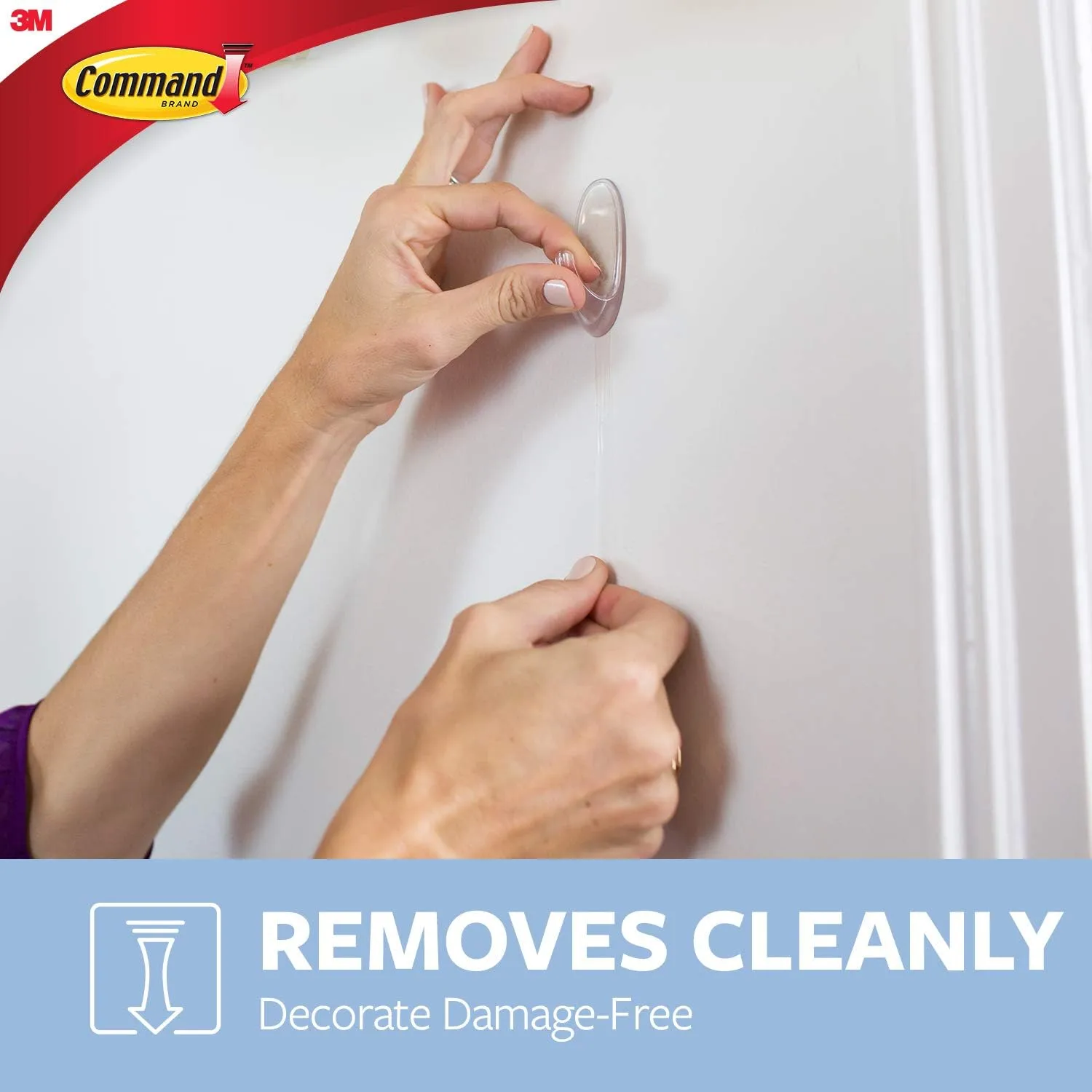 Command Removable Hooks, Medium, Clear, 6-Pack