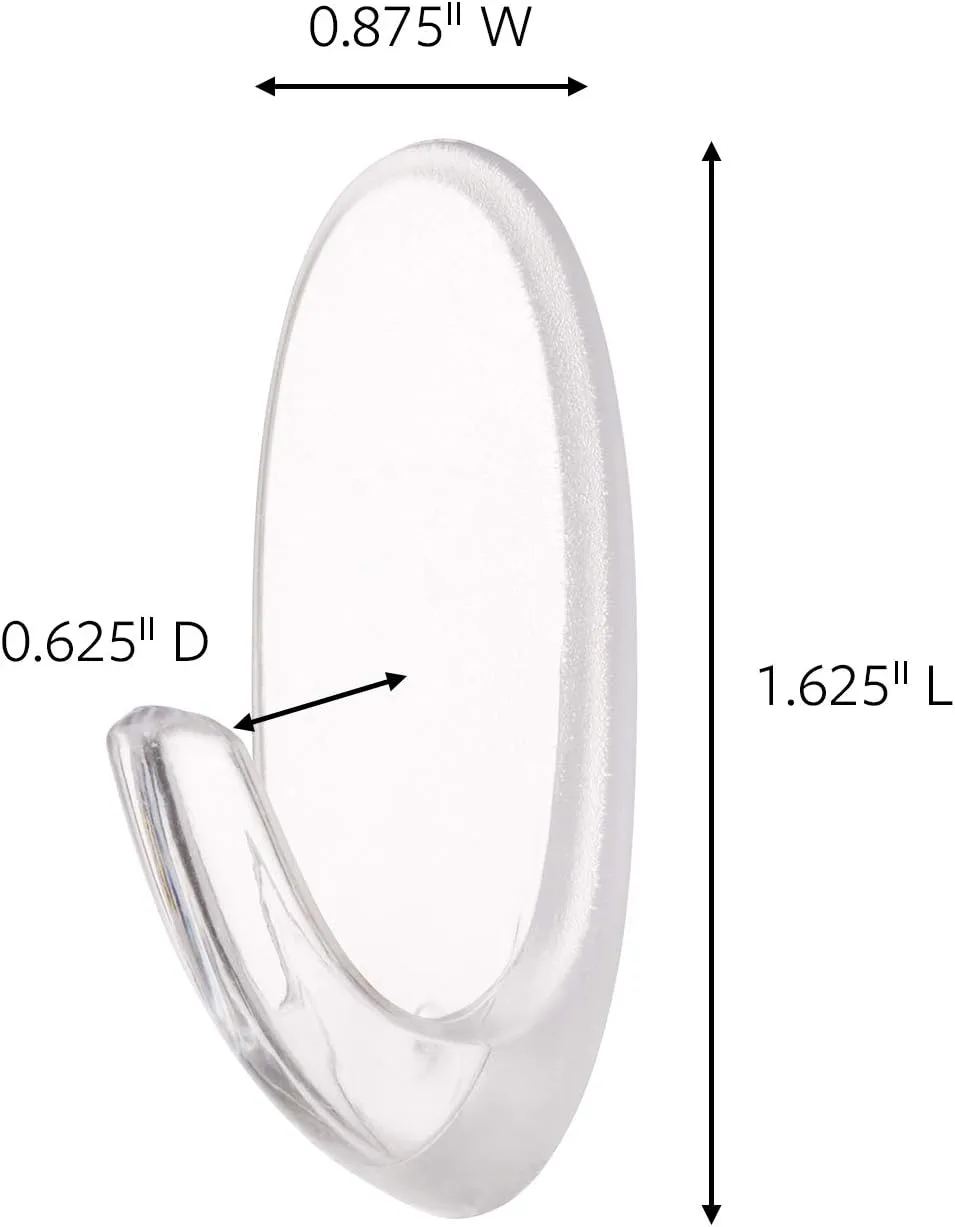 Command Removable Hooks, Medium, Clear, 6-Pack