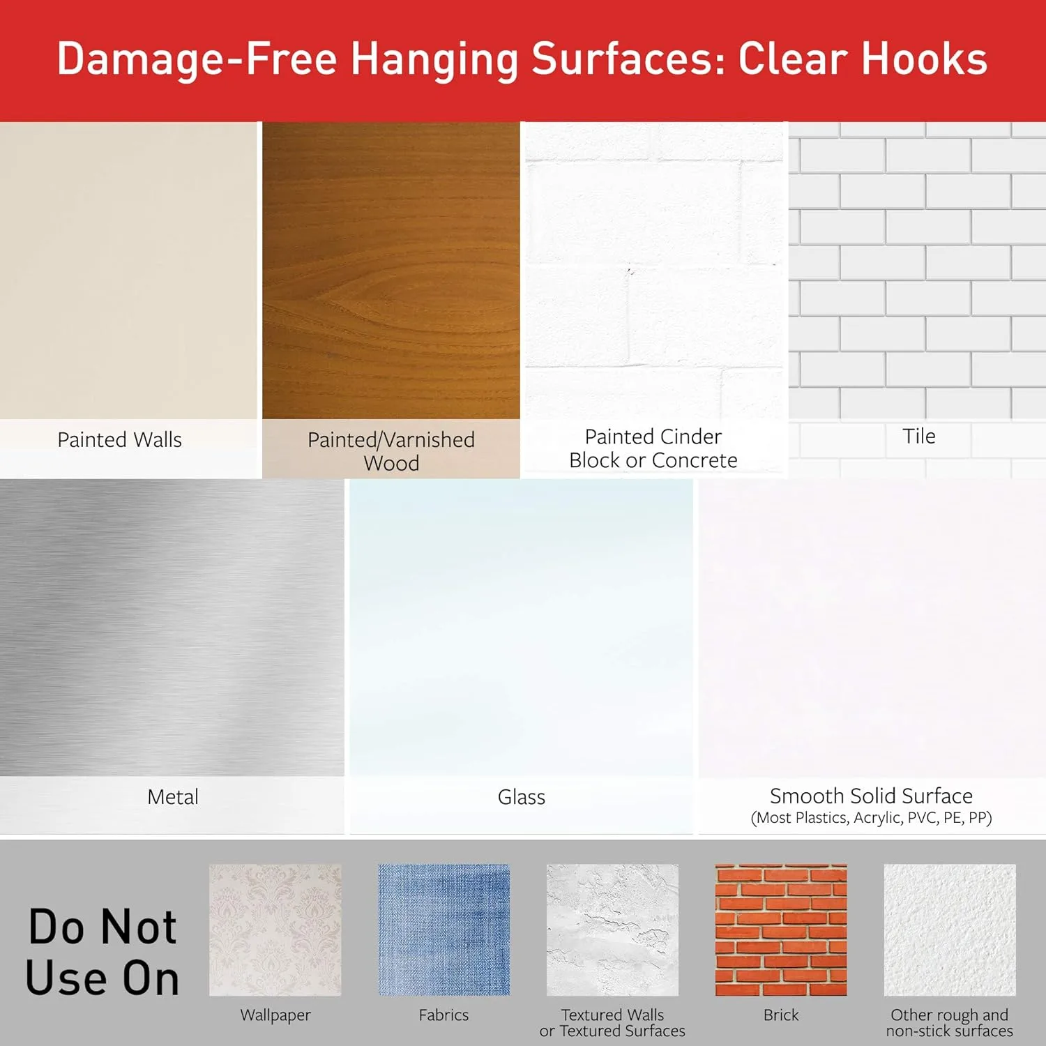 Command Removable Hooks, Medium, Clear, 6-Pack