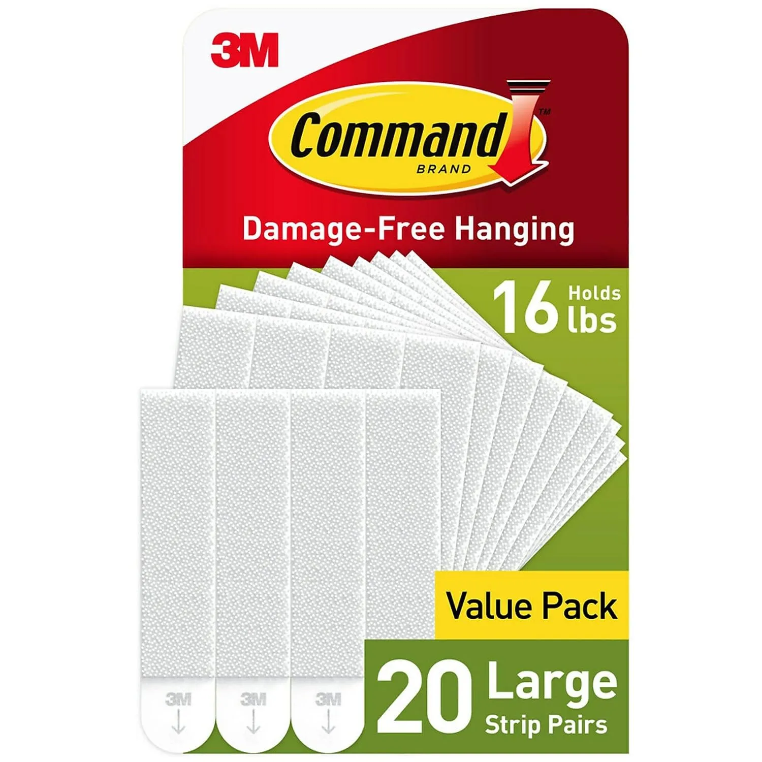 Command Large Picture Hanging Strips, White - 20 Pairs (40 Strips)