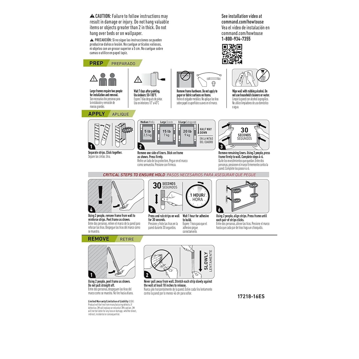 Command X-Large (20 Lb) & Large (15 Lb) & Medium (10 Lb) Picture Hanging Strips, White, 16 Pairs (32 Strips), 1721816ES