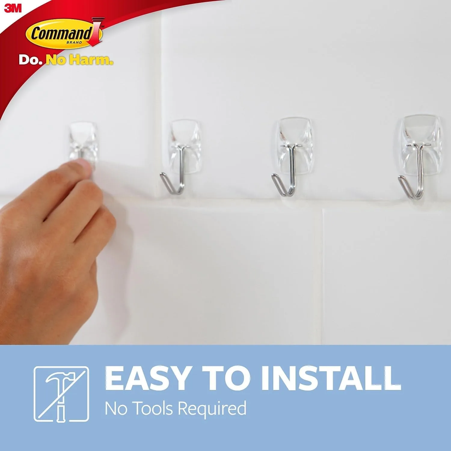 Command Small Wire Hooks, 15 Hooks, 20 Clear Adhesive Strips, Damage Free Hanging Picture Hangers, No Tools Wall Hanging Strips For Living Spaces