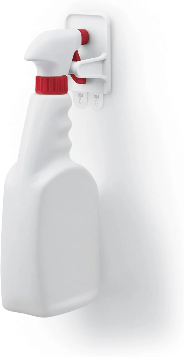 Command Spray Bottle Hangers, 2 Pack, White, with 4 Adhesive Strips