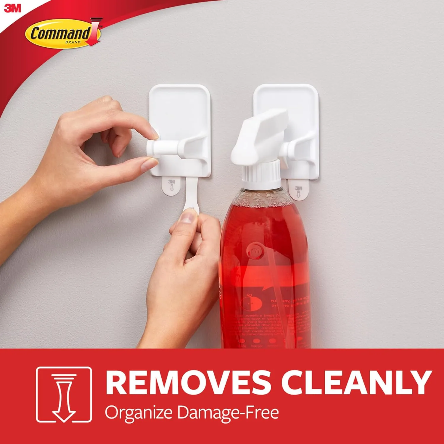 Command Spray Bottle Hangers, 2 Pack, White, with 4 Adhesive Strips