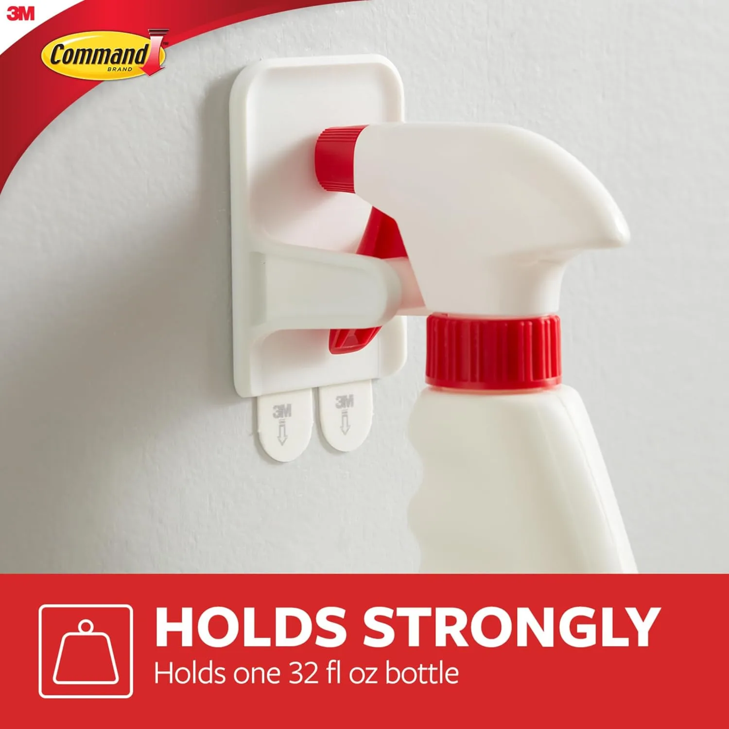 Command Spray Bottle Hangers, 2 Pack, White, with 4 Adhesive Strips
