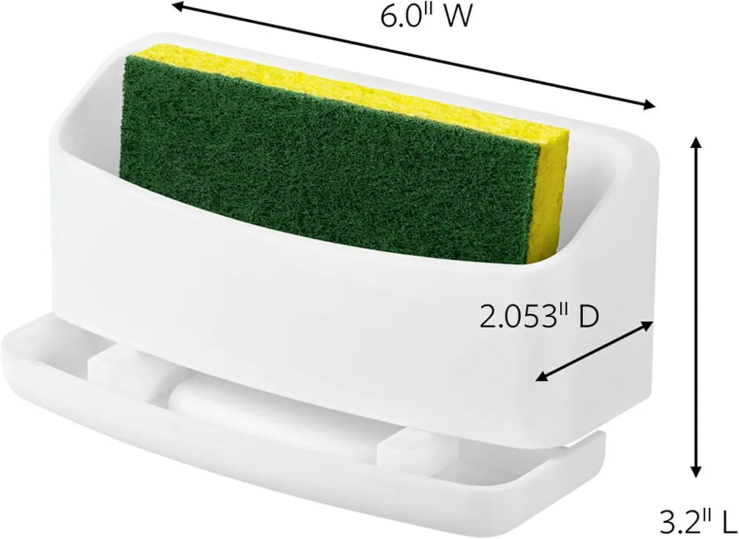 Command Under Sink Sponge Caddy, 9.38in H x 12in W x 7.75in D, White, 1 Pack