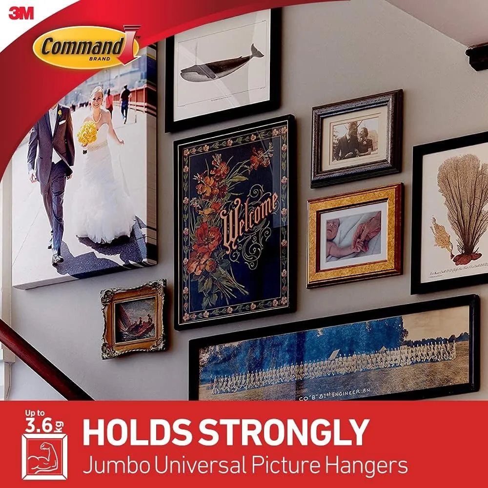 Command Universal Frame Hangers, Damage Free Hanging Picture Hangers, No Tools Frame Hanger for Living Spaces, 1 Metal Picture Frame Hanger and 4 Large Command Strips