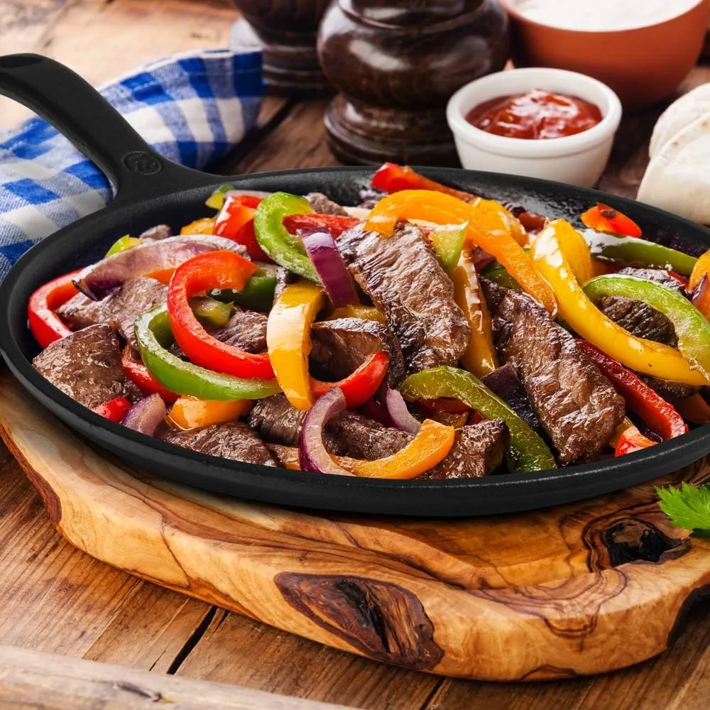COMMERCIAL CHEF Preseasoned Cast Iron Round Griddle Pan