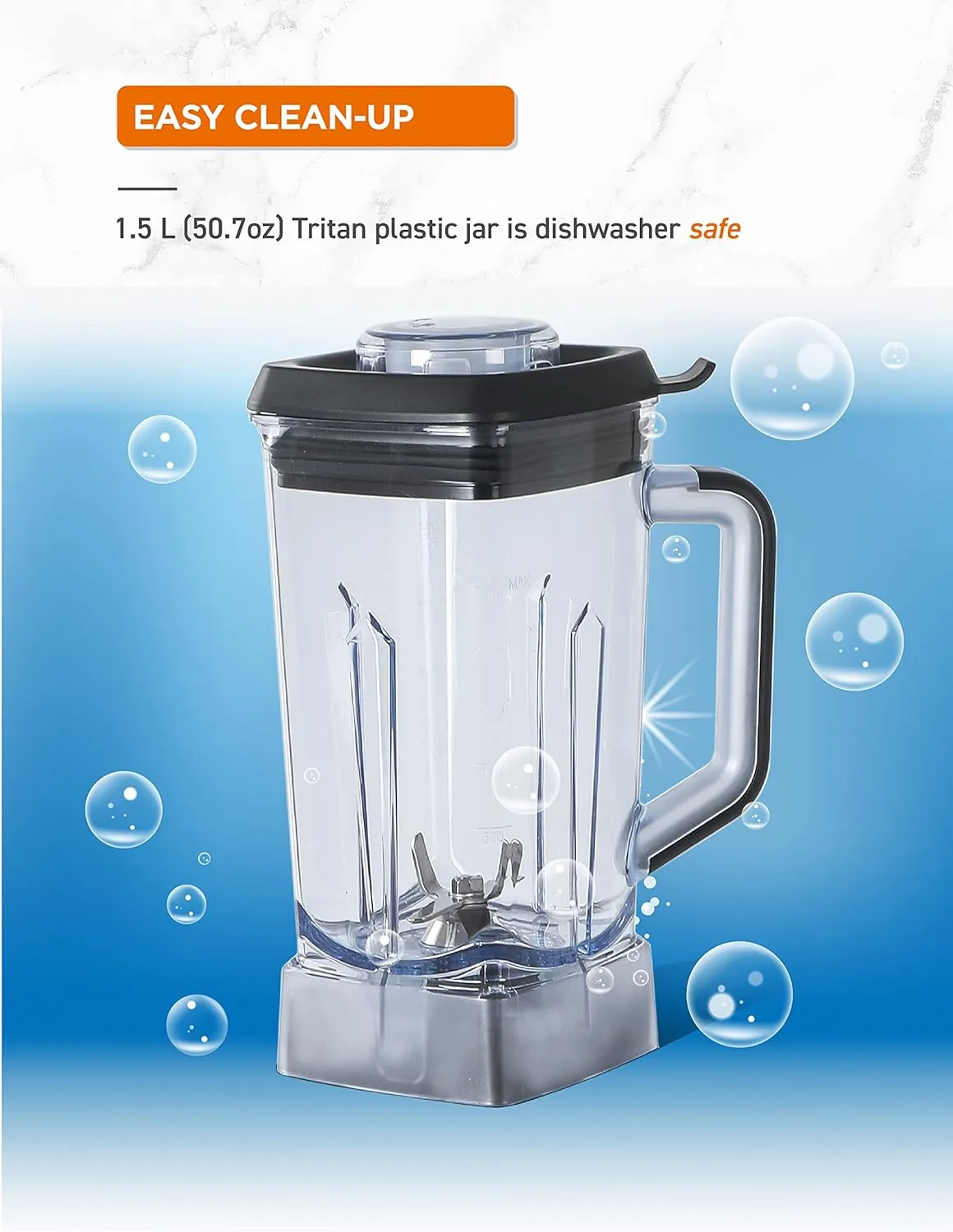 COMMERCIAL CHEF 1200 Watt High Power Blender, 50.7 oz, Black Multi Purpose