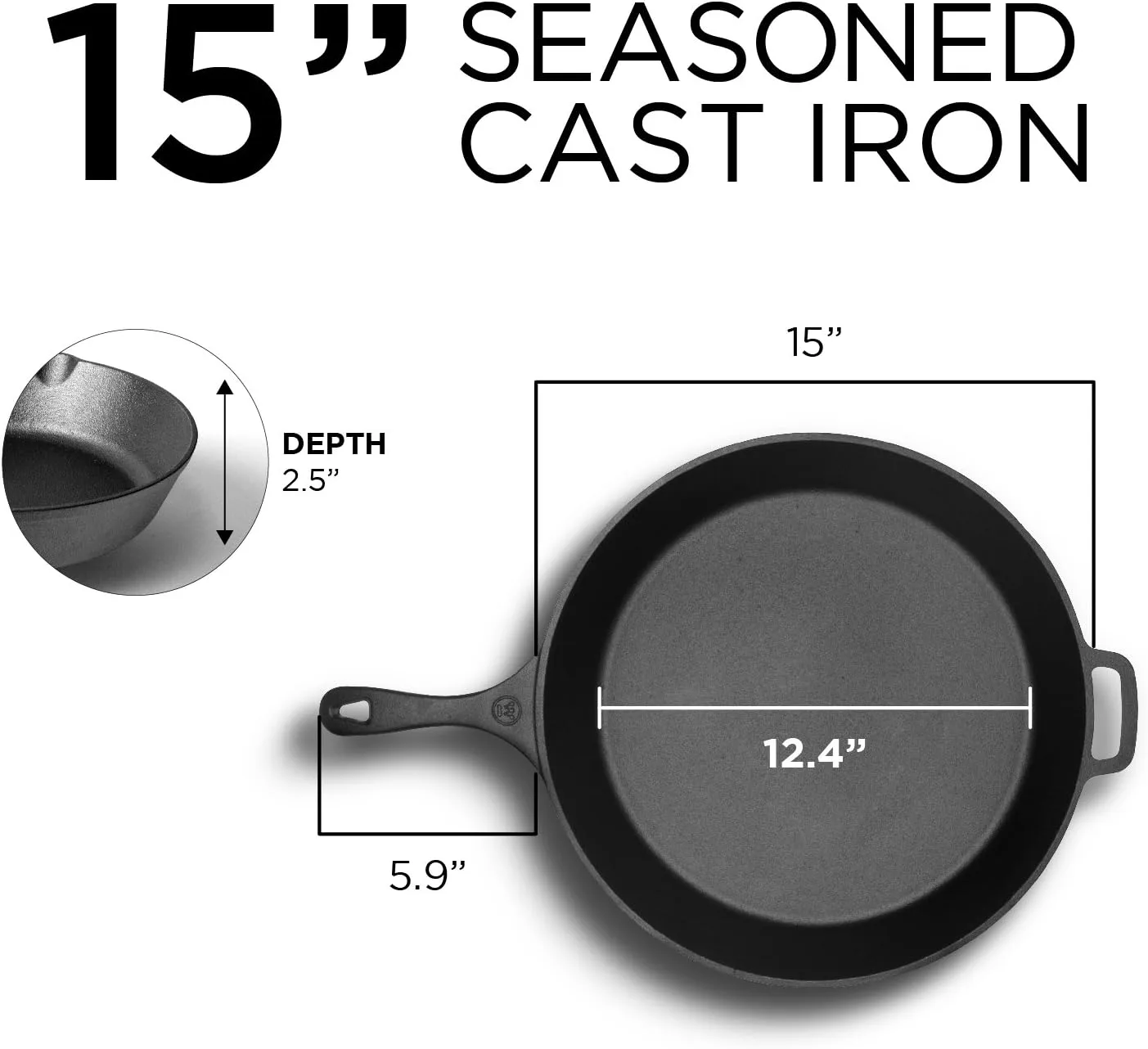 COMMERCIAL CHEF Pre-Seasoned Cast Iron Skillets