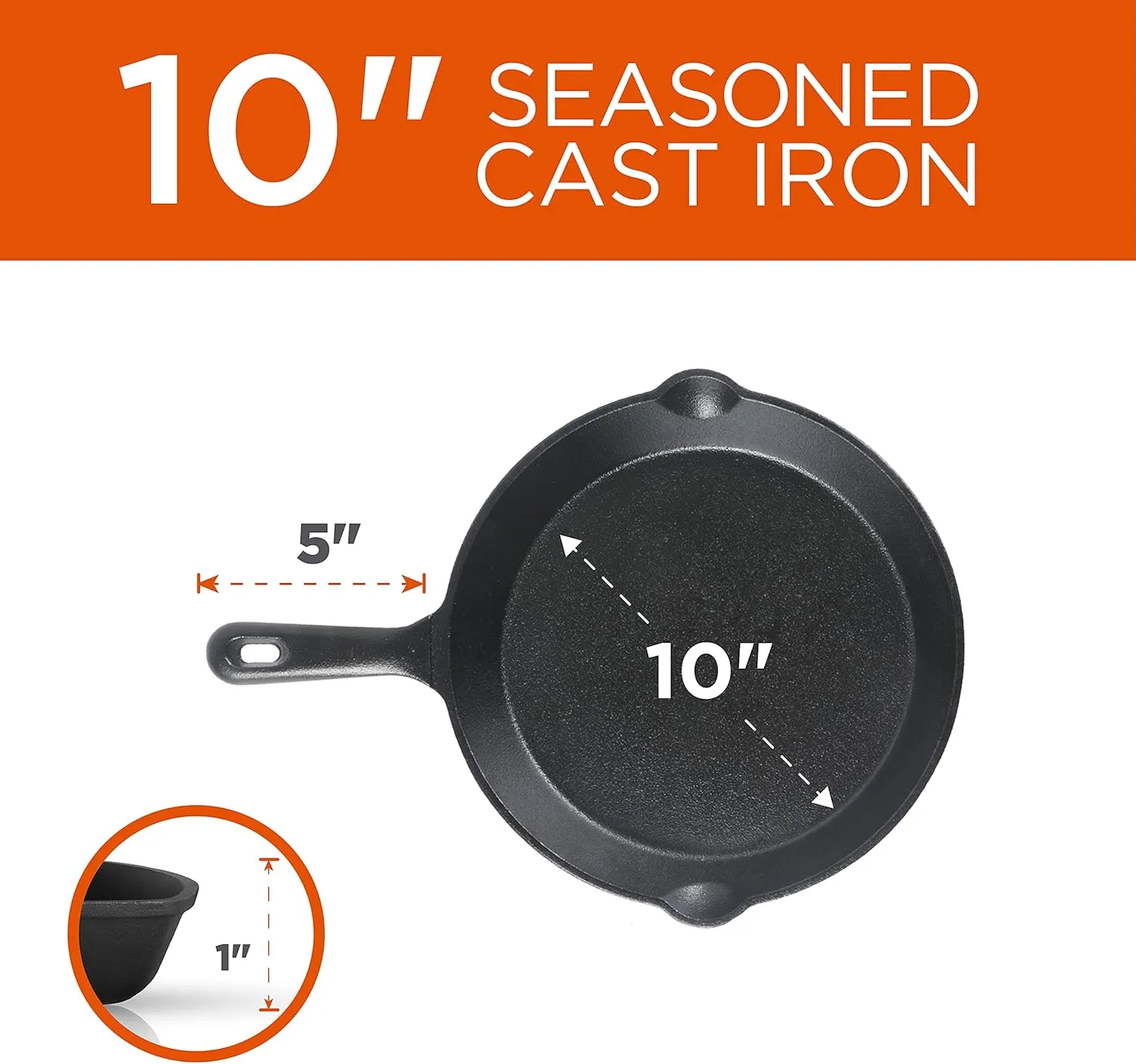 COMMERCIAL CHEF Pre-Seasoned Cast Iron Skillets