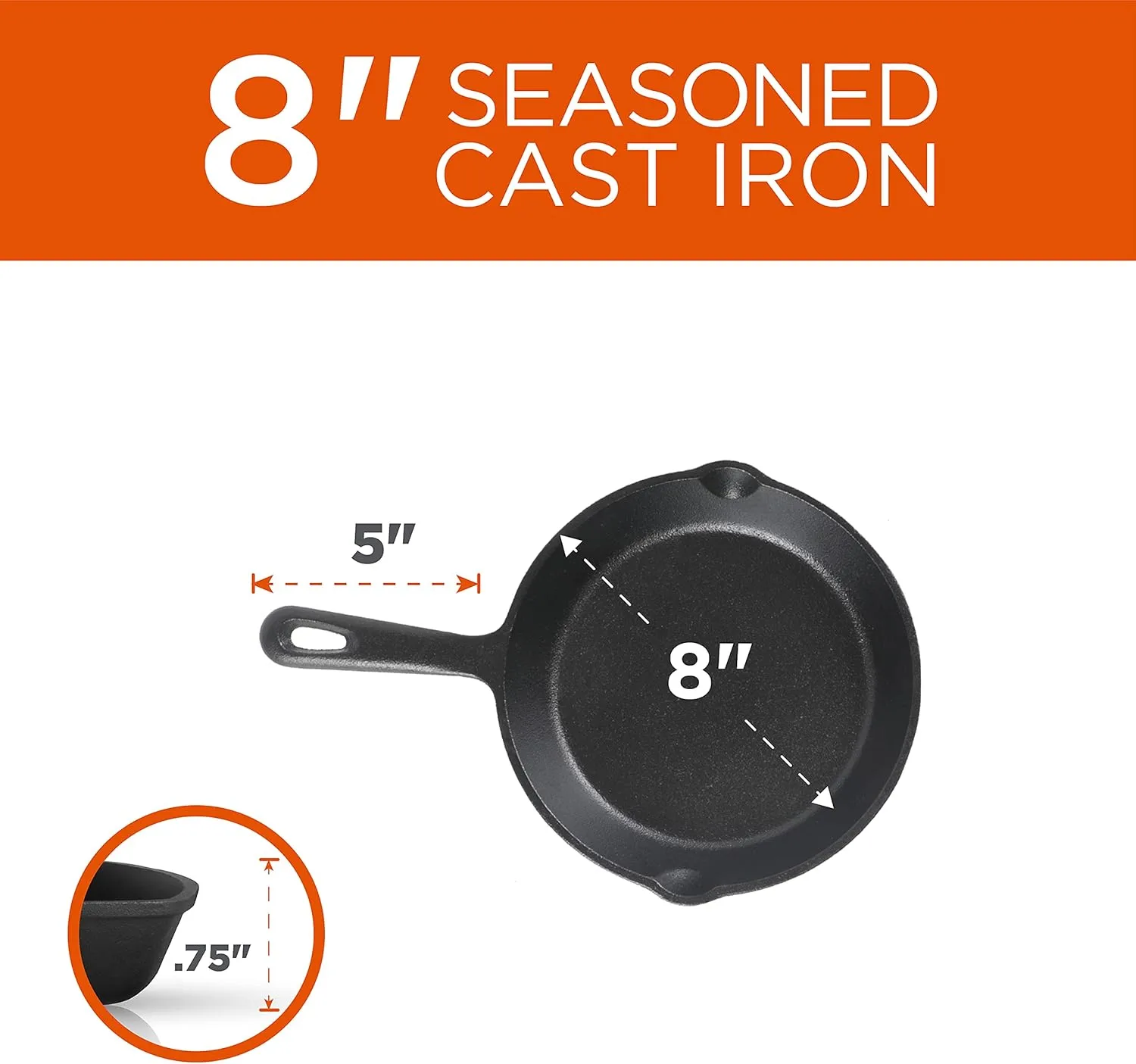 COMMERCIAL CHEF Pre-Seasoned Cast Iron Skillets