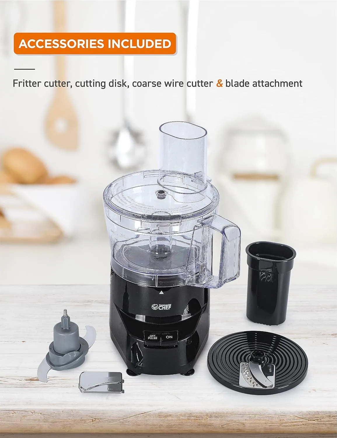 Commercial Chef 4-Cup 2-Speed Food Processor, Black
