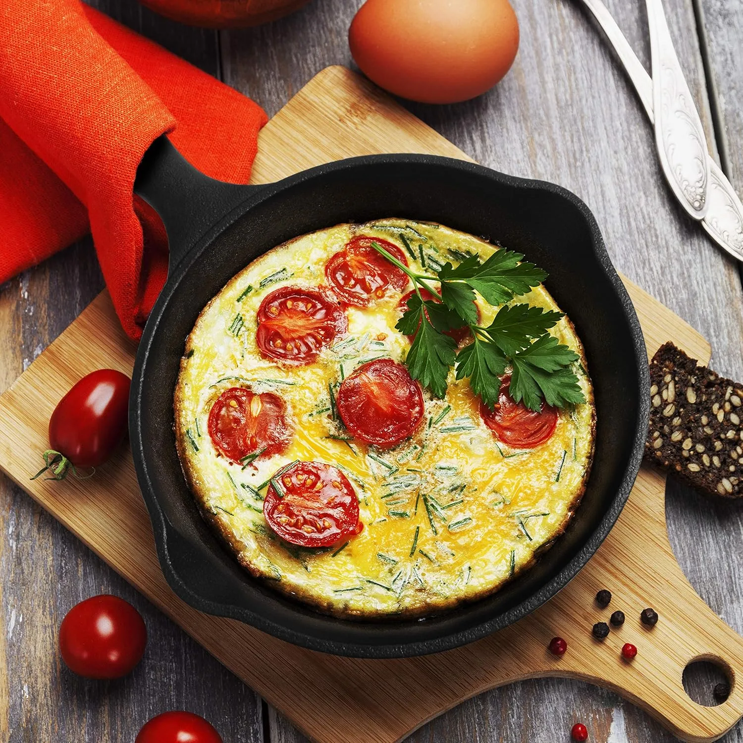 COMMERCIAL CHEF Pre-Seasoned Cast Iron Skillets