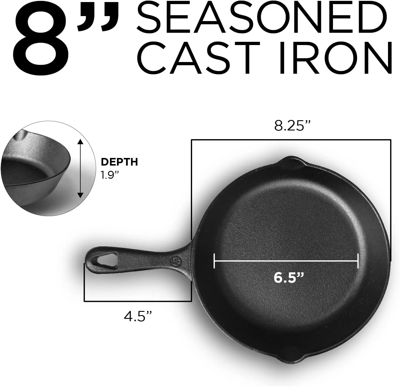 COMMERCIAL CHEF Pre-Seasoned Cast Iron Skillets